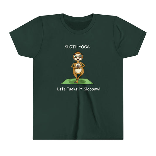 Sloth Yoga, Youth Short Sleeve Tee-Cartoon Yoga