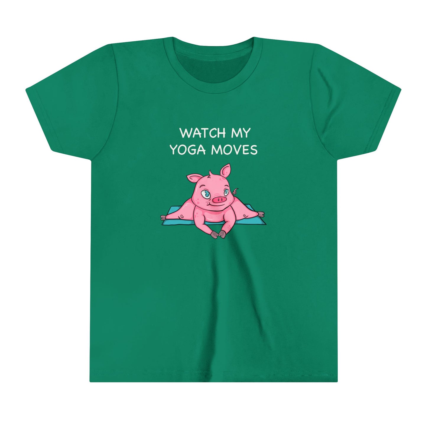 Piggy-Yoga Moves, Youth Short Sleeve Tee-Cartoon Yoga