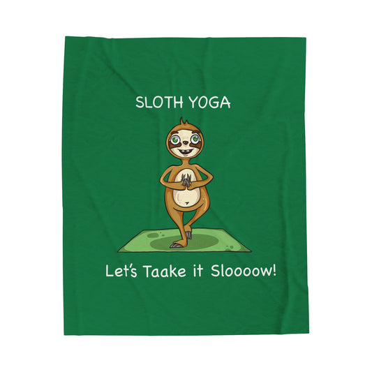 Green Sloth Yoga Velveteen Plush Blanket for Boys