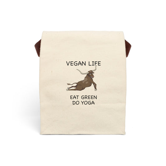 Canvas Lunch Bag With Strap-Eat Green Do Yoga