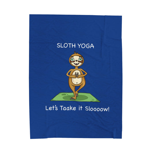 Sloth Yoga Velveteen Plush Blanket for Boys