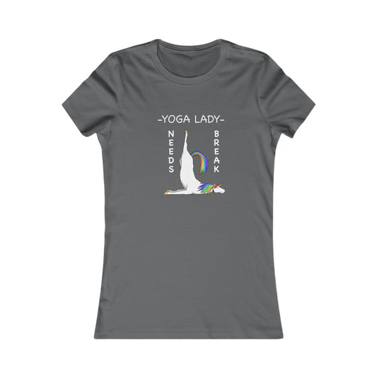 Yoga Lady Needs Break-Unicorn-Women's Favorite Tee-Cartoon Yoga