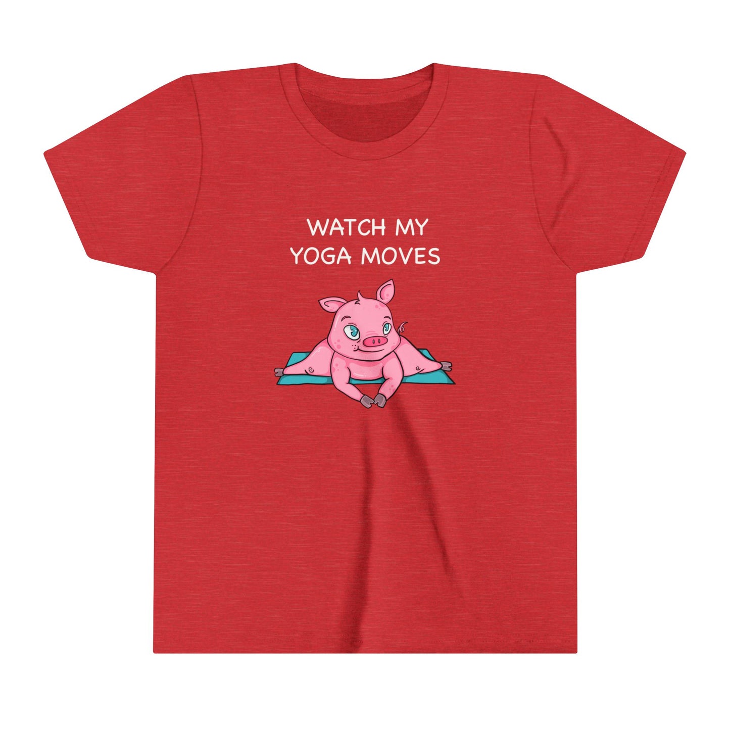 Piggy-Yoga Moves, Youth Short Sleeve Tee-Cartoon Yoga