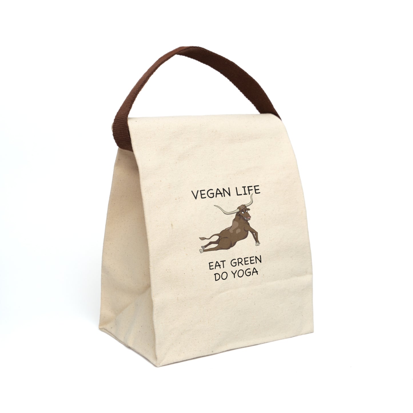 Canvas Lunch Bag With Strap-Eat Green Do Yoga